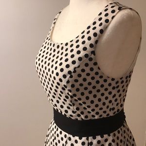 White dress with black polka dots rockabilly style